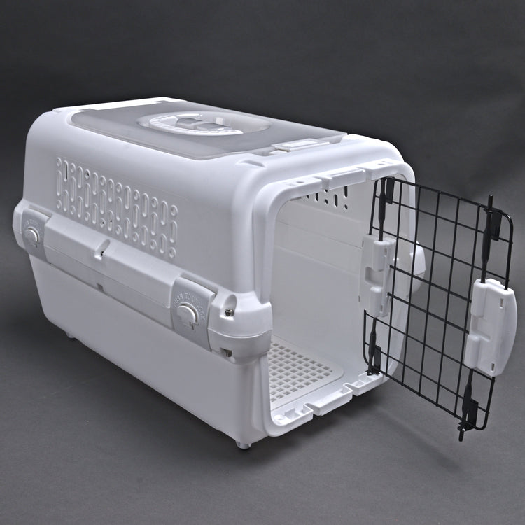 RHR Pets Travel Carrier with Steel Door for Cats & Dogs (White) 50 x 50 x 35 cm