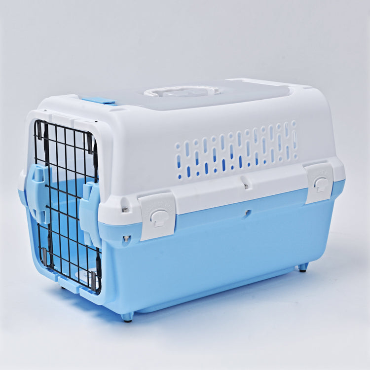 Travel basket with steel door for cats and dogs (blue) 50 x 50 x 35 cm