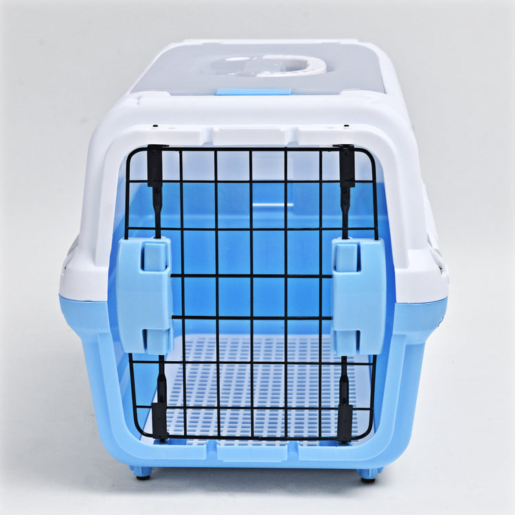 Travel basket with steel door for cats and dogs (blue) 50 x 50 x 35 cm