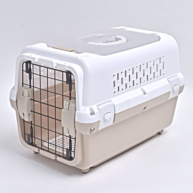 Travel basket with steel door for Cat & Dog (Cappuccino) 50 x 50 x 35 cm