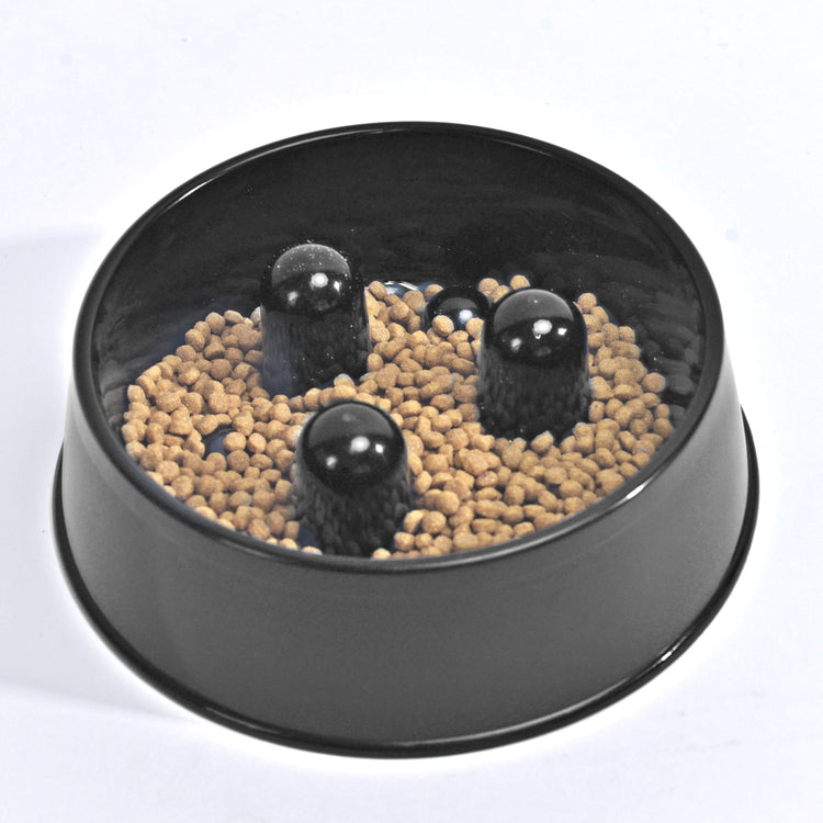 Slowfood Anti-Gulping Bowl Cat & Dog (Black) - Small Ø20cm