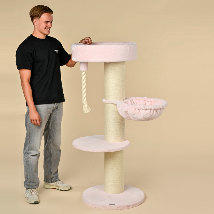 Cat Tree Maine Coon Sleeper de Luxe (Pink Teddy)