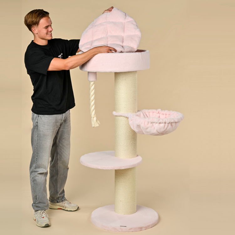 Cat Tree Maine Coon Sleeper de Luxe (Pink Teddy)