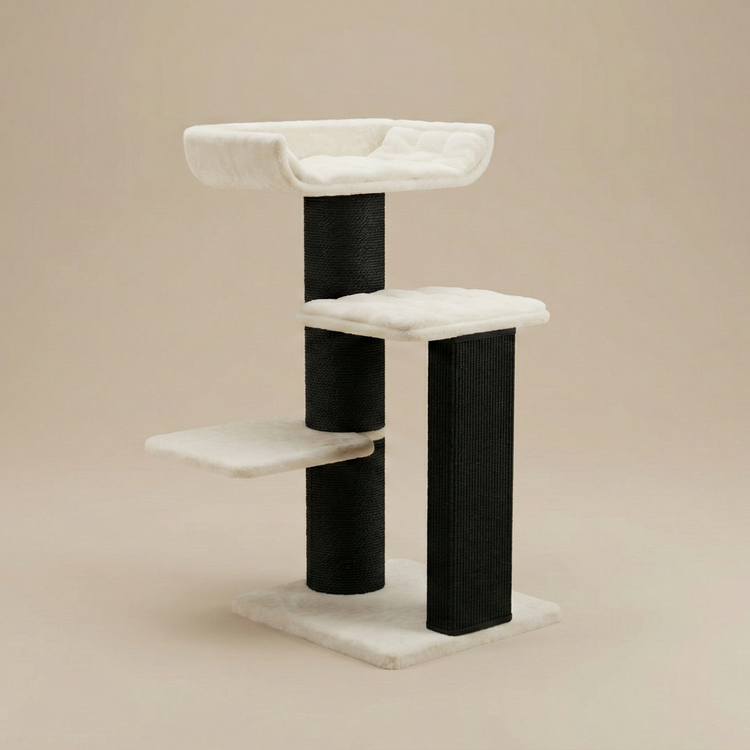 Cat Tree Maine Coon Throne Blackline (Beige Teddy)