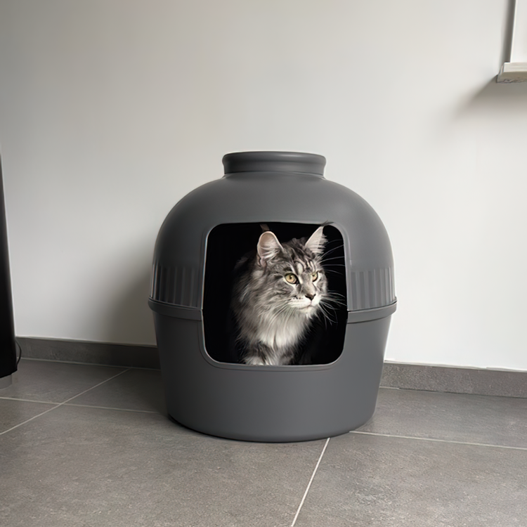 Litter Box Flower XXL, Hidden Cat Toilet (Dark Grey)
