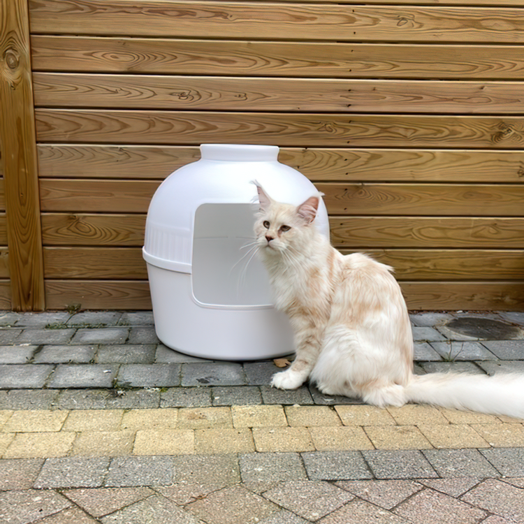 Litter Box Flower XXL, Hidden Cat Toilet (White)