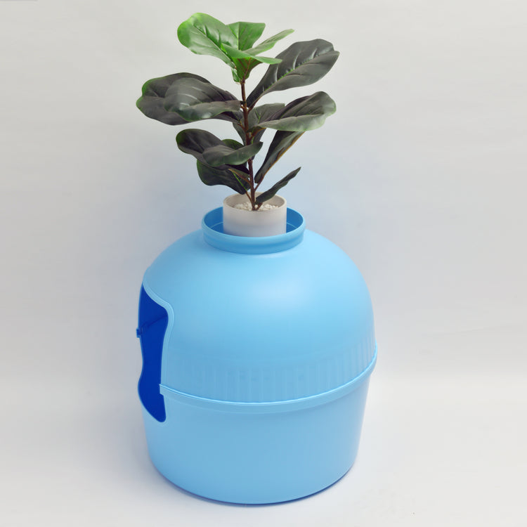 Litter Box Flower XXL, Hidden Cat Toilet (Fresh Blue)