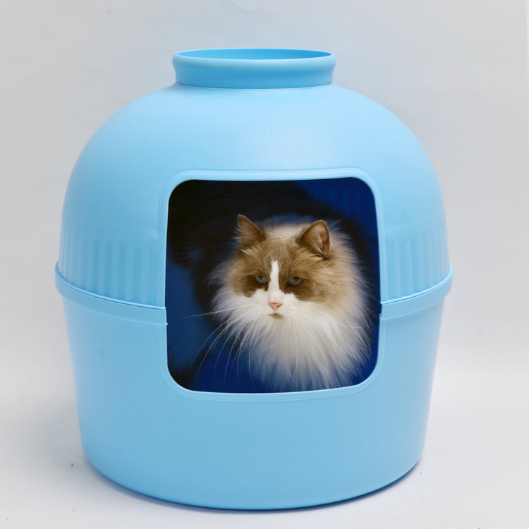 Litter Box Flower XXL, Hidden Cat Toilet (Fresh Blue)