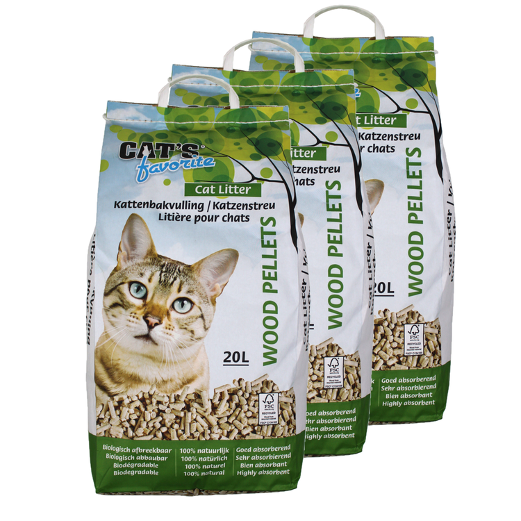 60L Bio Wood Pellets - Cat Litter Cat's Favorite