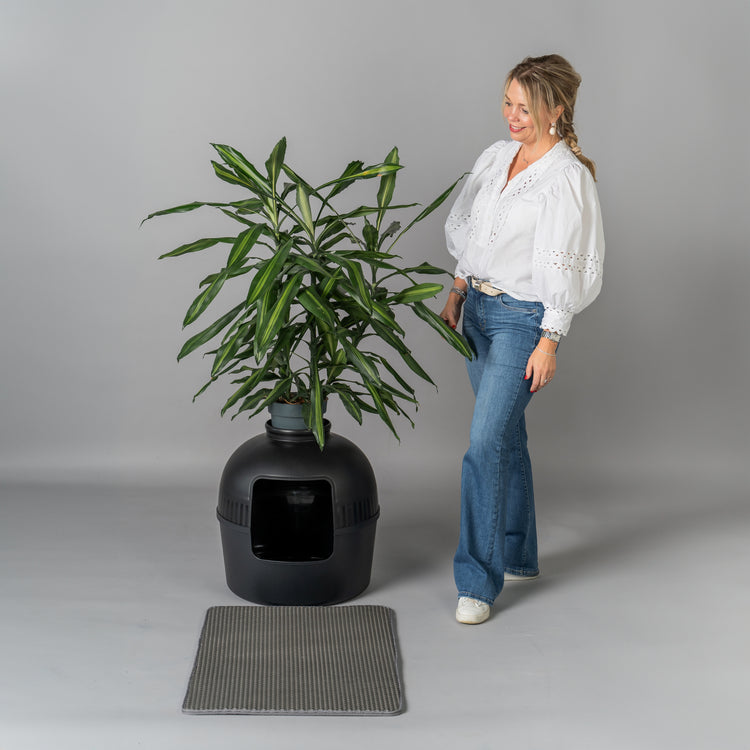 Litter Box Flower XXL, Hidden Cat Toilet (Blackline)