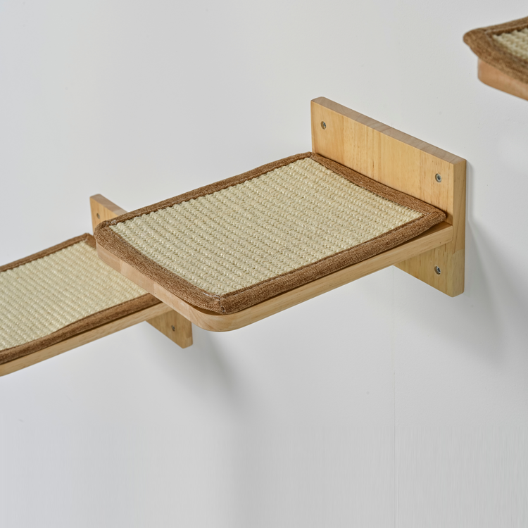 Wall unit Climbing wall Cat - Wall shelves - Set of 3 (Cappuccino)