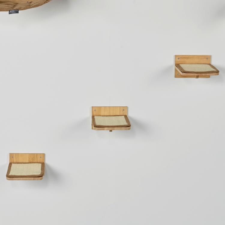 Wall unit Climbing wall Cat - Wall shelves - Set of 3 (Cappuccino)