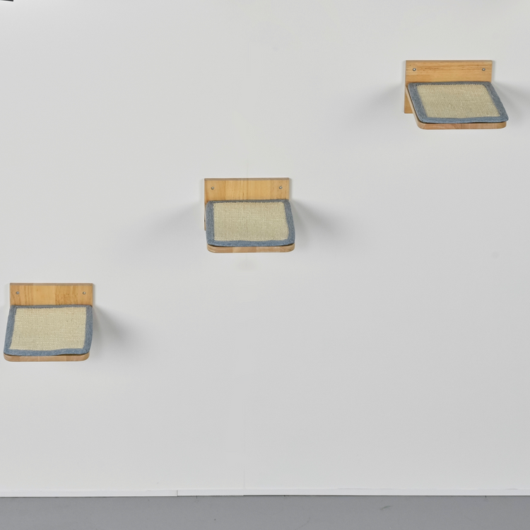 Wall unit Climbing wall Cat - Wall shelves - Set of 3 (Denim)