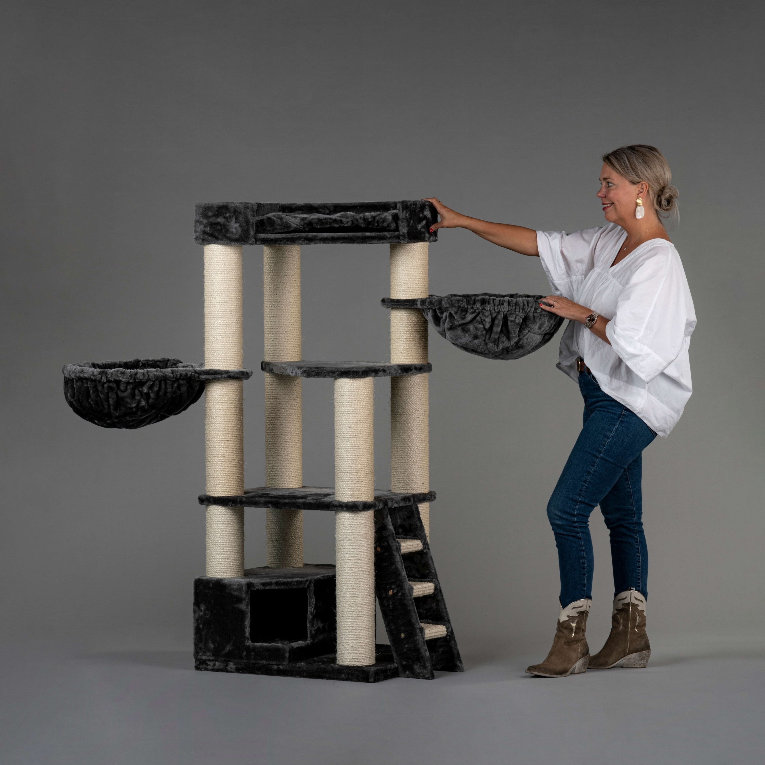 Corner Coon Dark Grey Cat Tree for large cats from RHR Pets