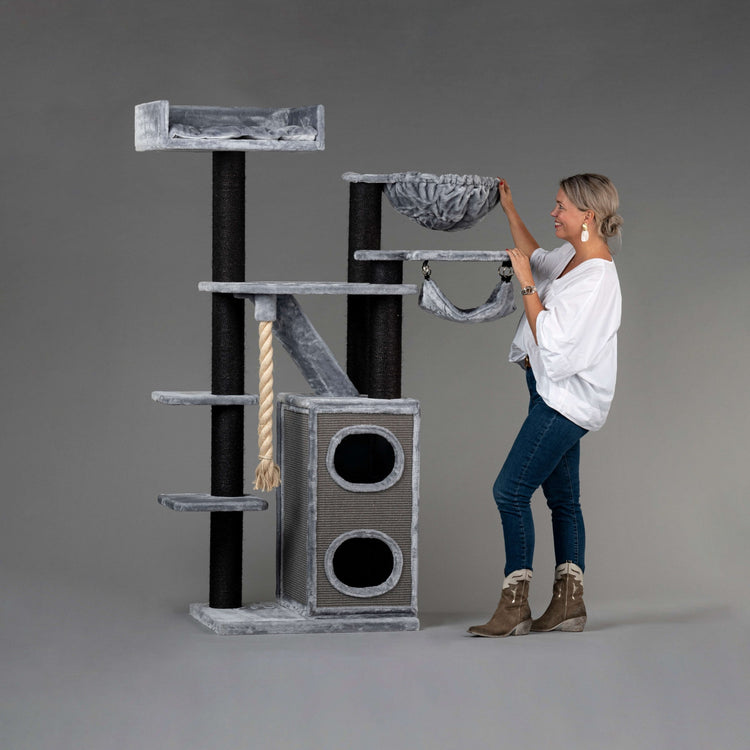 Cat Tree Cat Penthouse Blackline Crown (Light Grey)