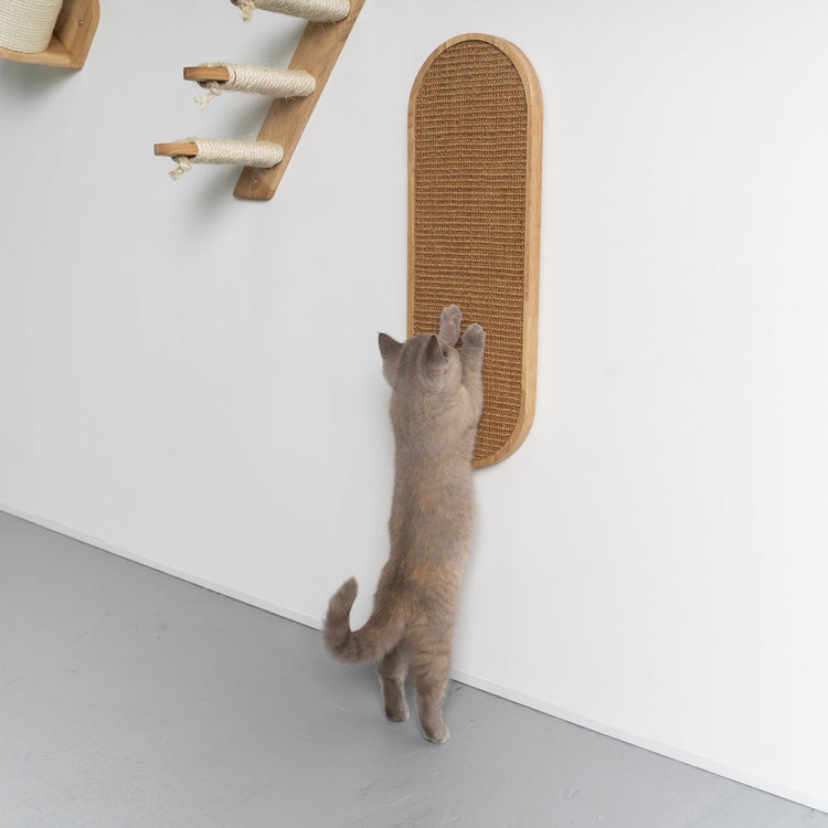 Cat Climbing Wall - Wall Scratchboard de Luxe (Rubberwood Khaki)