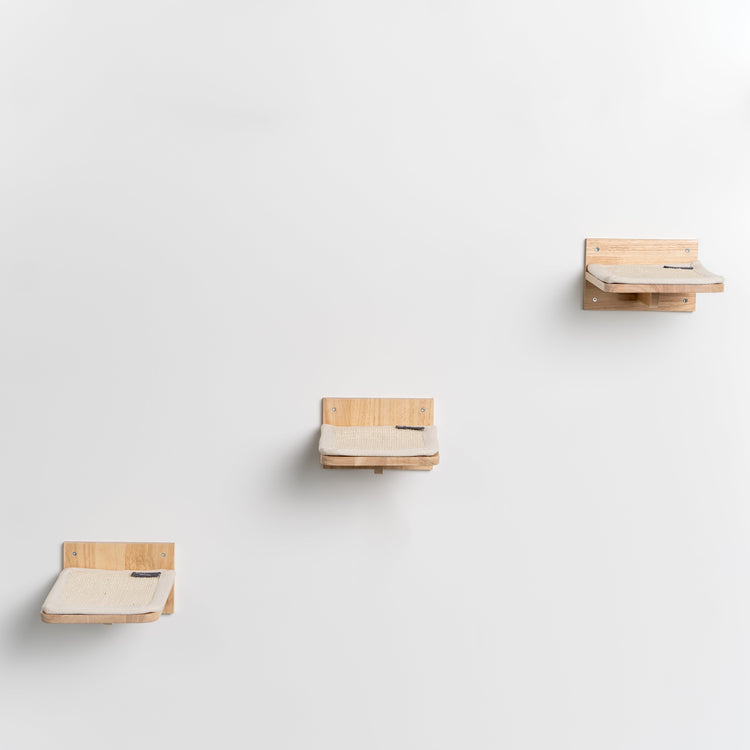 Cat Climbing Wall - Wall Steps - Set 3 (Beige)