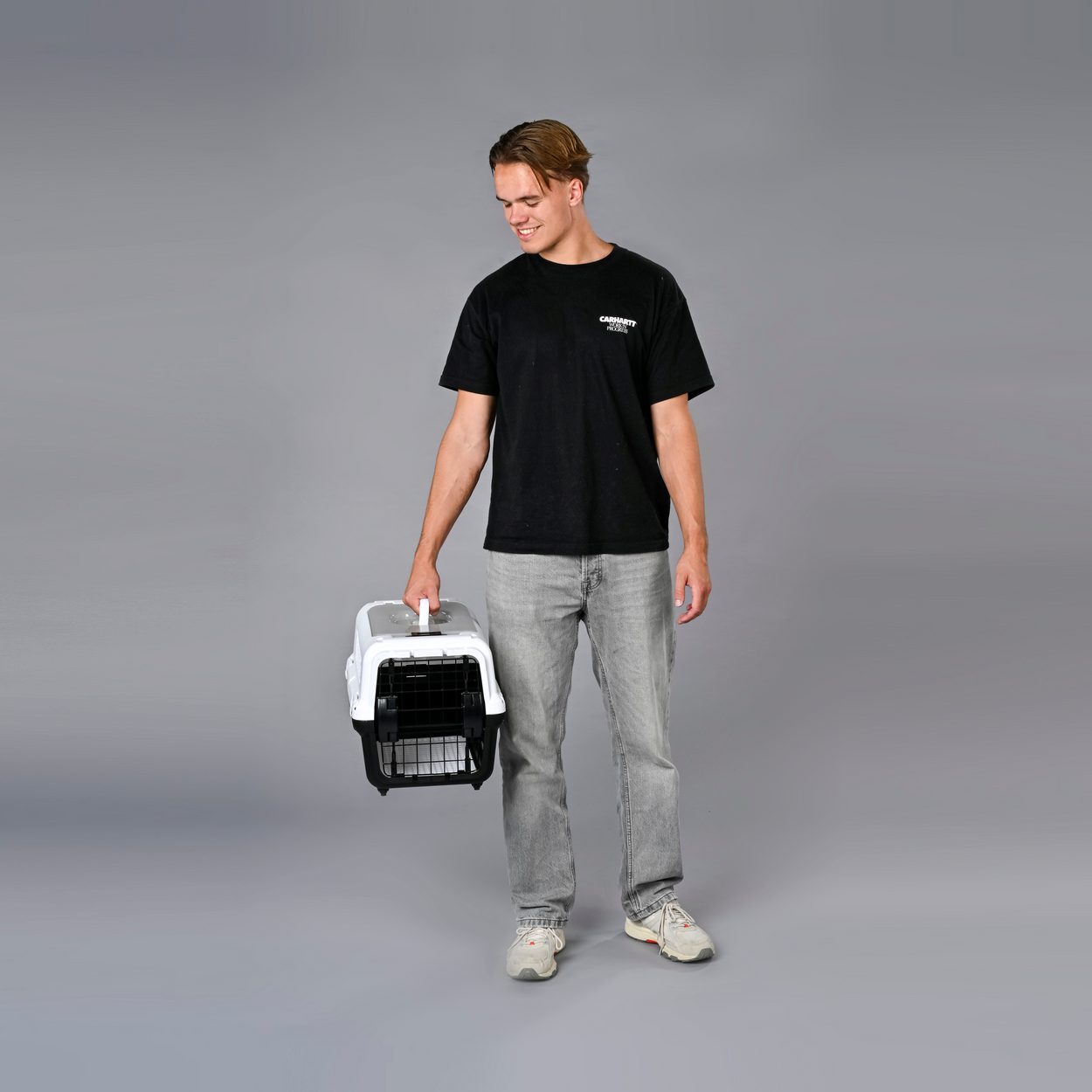 Travel basket with steel door for cats and dogs (Black) 50 x 50 x 35 cm