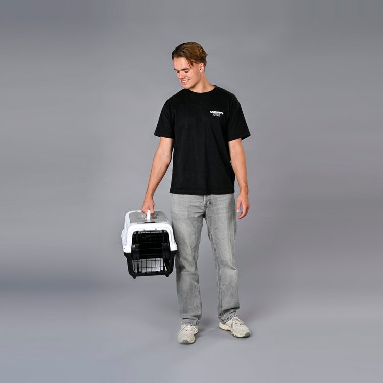 Travel basket with steel door for cats and dogs (Black) 50 x 50 x 35 cm