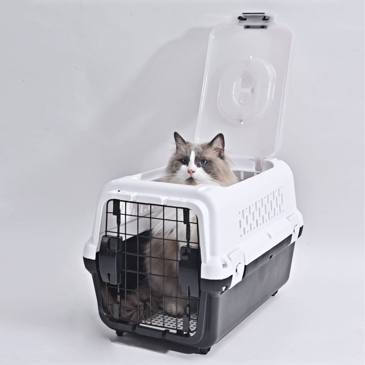 Travel basket with steel door for cats and dogs (Black) 50 x 50 x 35 cm