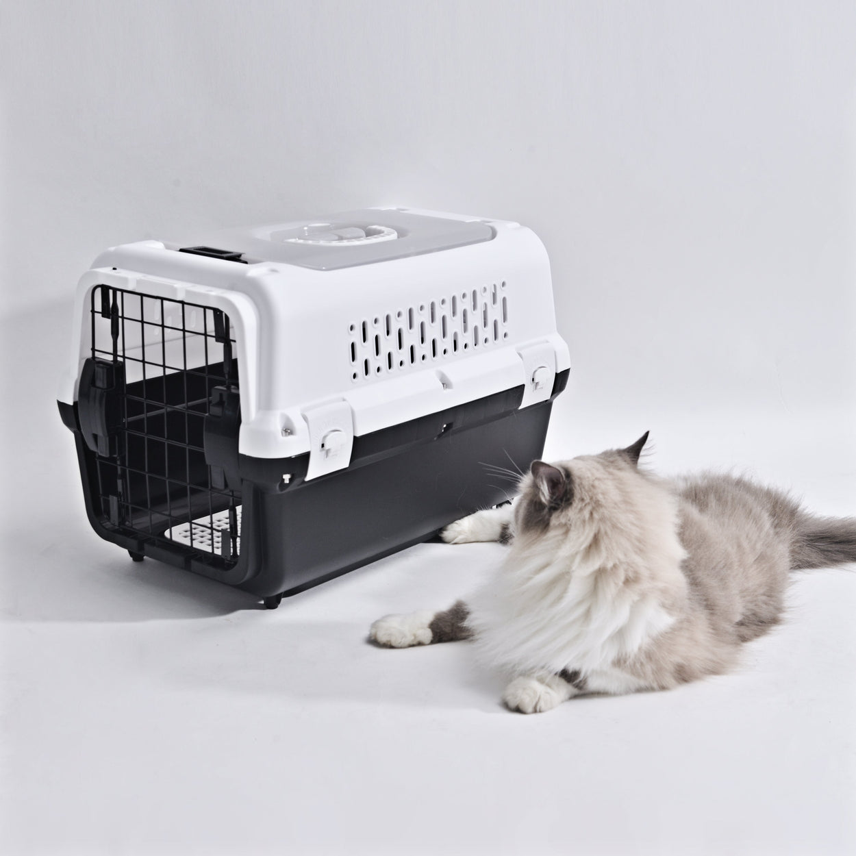 Travel basket with steel door for cats and dogs (Black) 50 x 50 x 35 cm