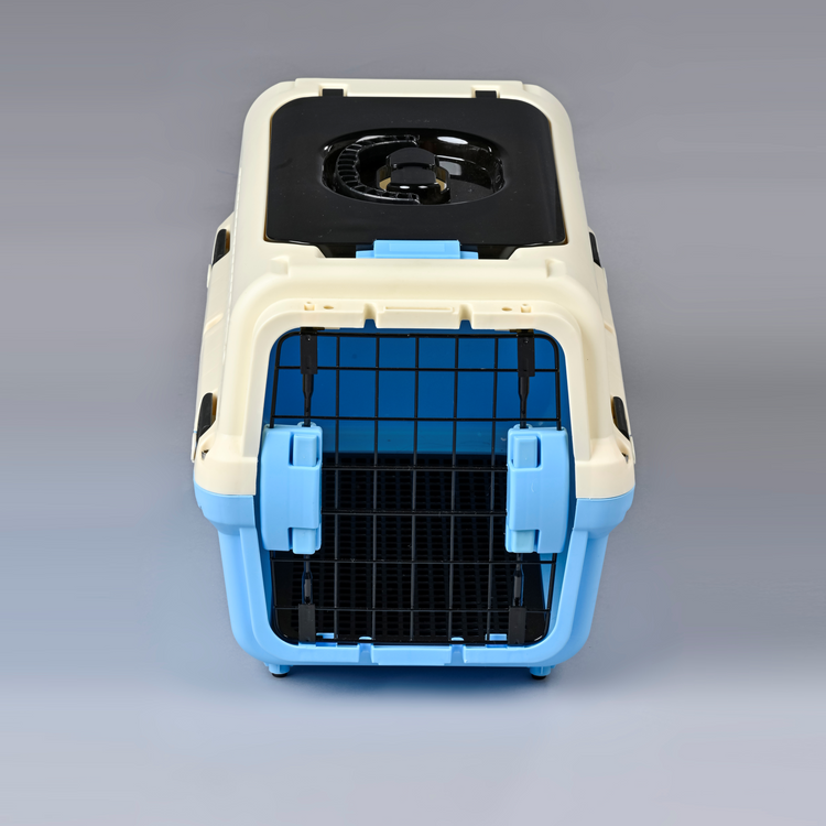 Travel basket with steel door for cats and dogs (blue) 50 x 50 x 35 cm