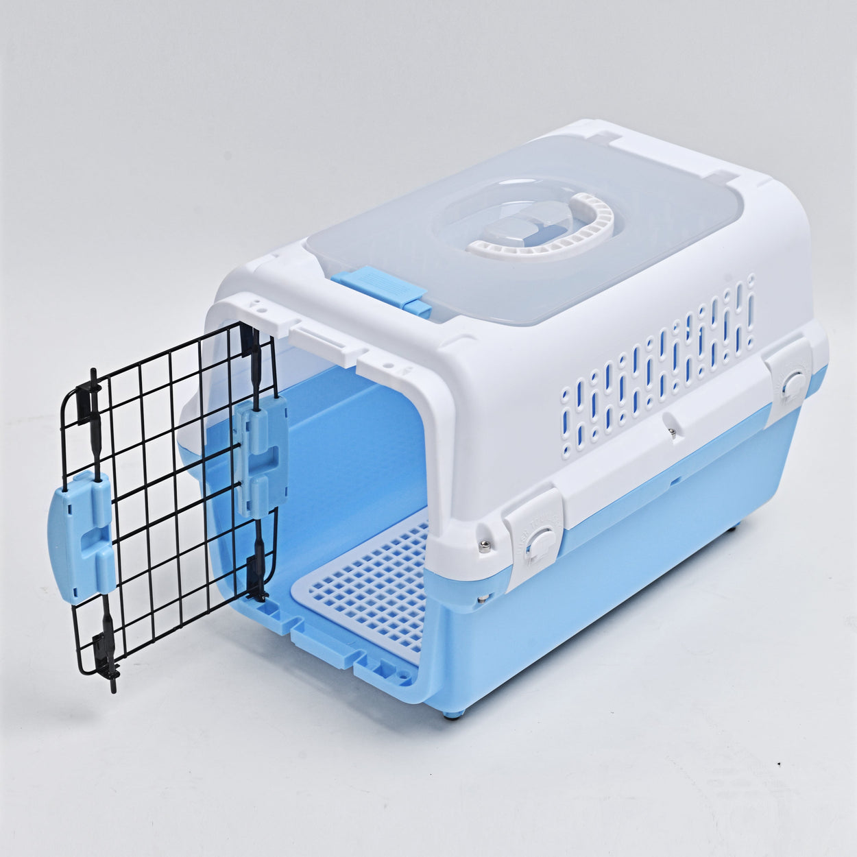 Travel basket with steel door for cats and dogs (blue) 50 x 50 x 35 cm