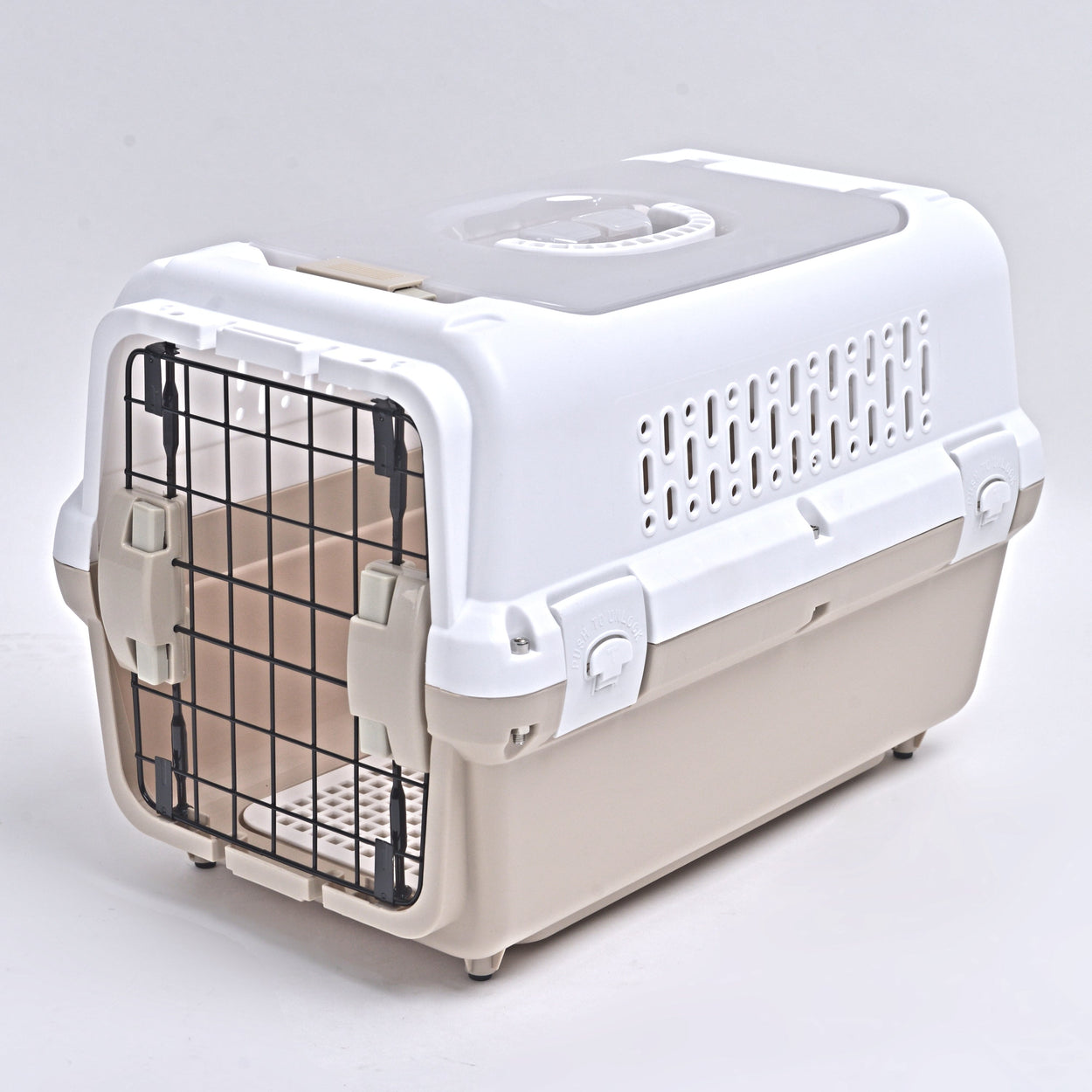 Travel basket with steel door for Cat & Dog (Cappuccino) 50 x 50 x 35 cm
