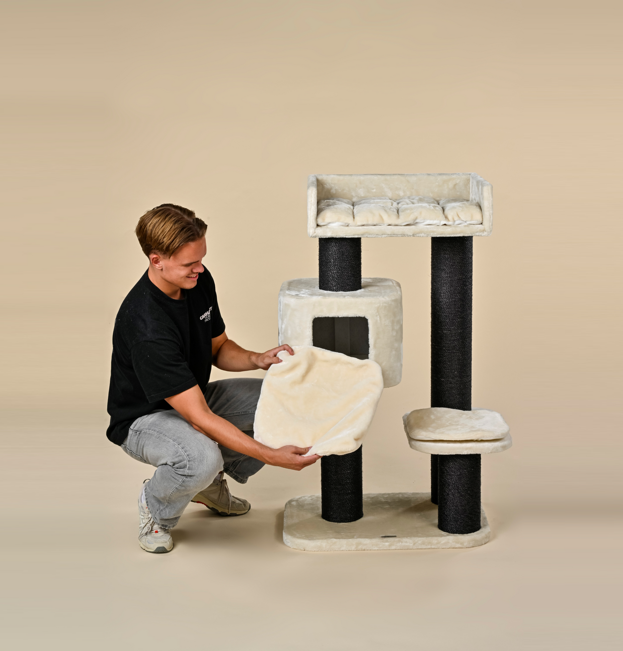 Cat Tree Devon Rex Blackline (Cream)