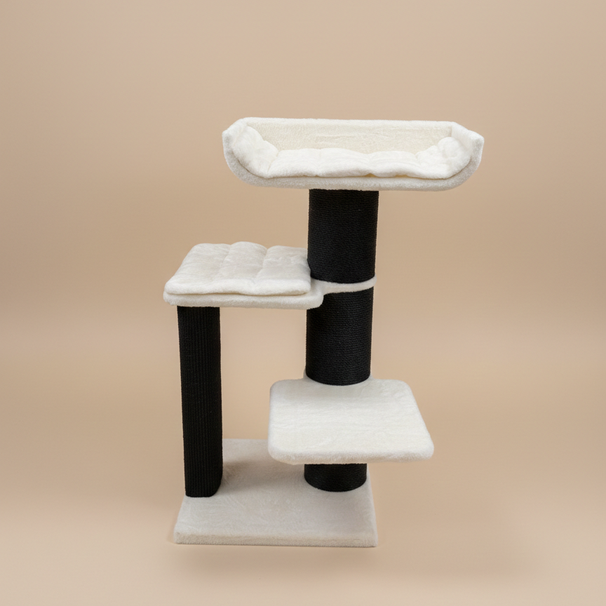 Cat Tree Maine Coon Throne Blackline (Beige Teddy)