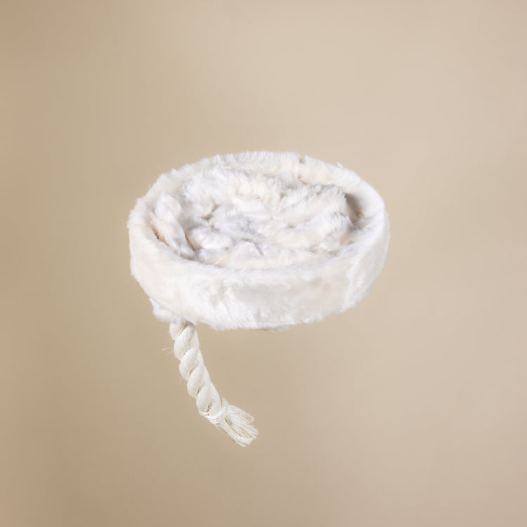 Furry Bengal Bed with Cushion Ø40 x 8 cm (White)