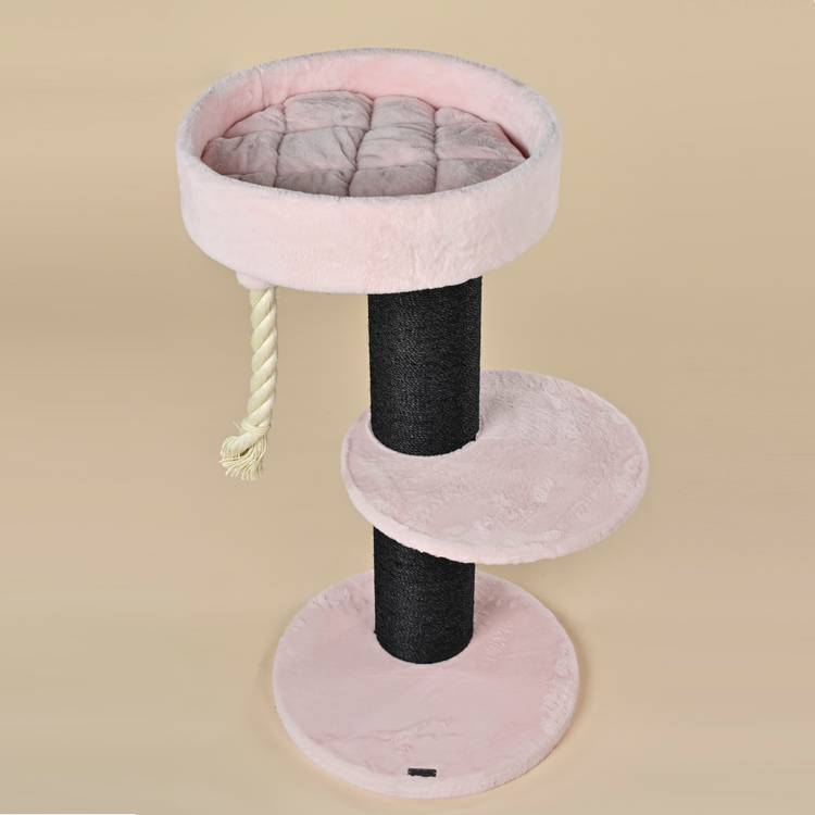 Cat Tree Maine Coon Lounge Sleeper Blackline (Pink Teddy)