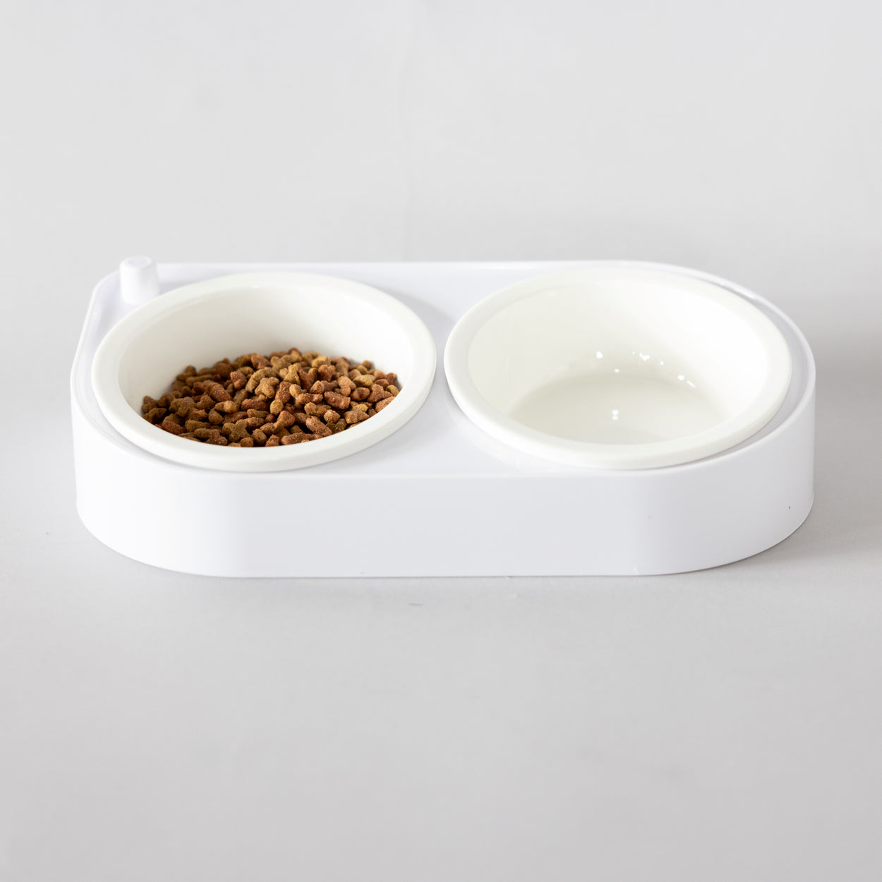 CoBowl | Double Ceramic Feeding Bowl for Cats & Dogs (White) 31 x 17 & Ø12cm - 300ml