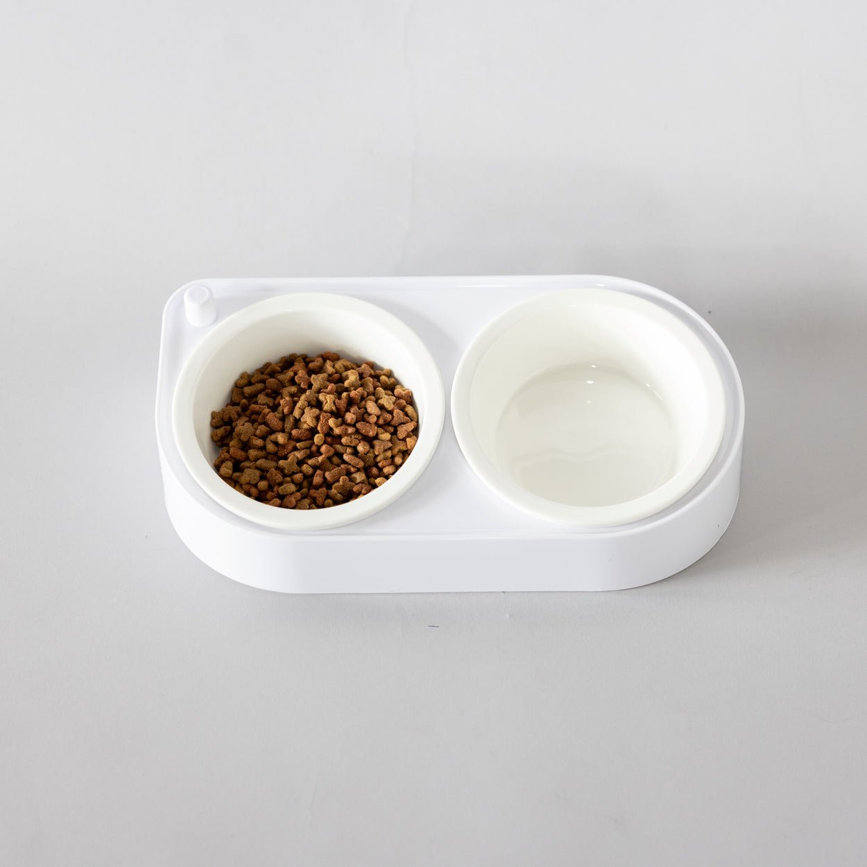 CoBowl | Double Ceramic Feeding Bowl for Cats & Dogs (White) 31 x 17 & Ø12cm - 300ml