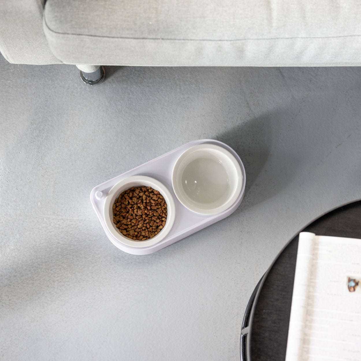 CoBowl | Double Ceramic Feeding Bowl for Cats & Dogs (White) 31 x 17 & Ø12cm - 300ml