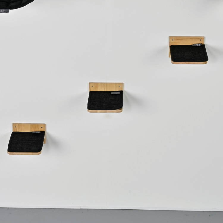 Wall Unit Climbing Wall Cat - Wall Shelves - Set of 3 (Black)