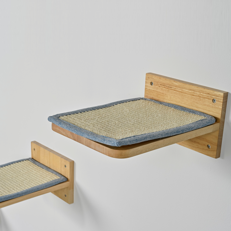 Wall unit Climbing wall Cat - Wall shelves - Set of 3 (Denim)