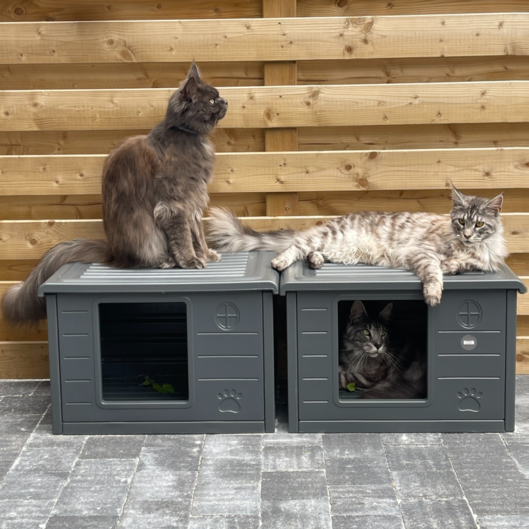 Cat House Villa de Luxe for Outside and Inside (Dark Grey)