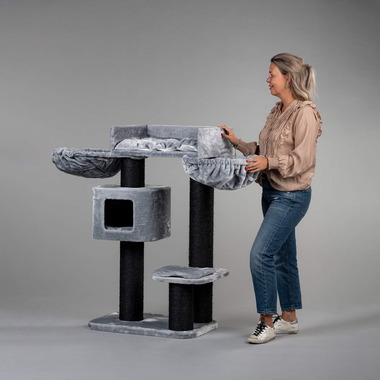 Cat Tree Devon Rex Blackline Plus (Light Grey)