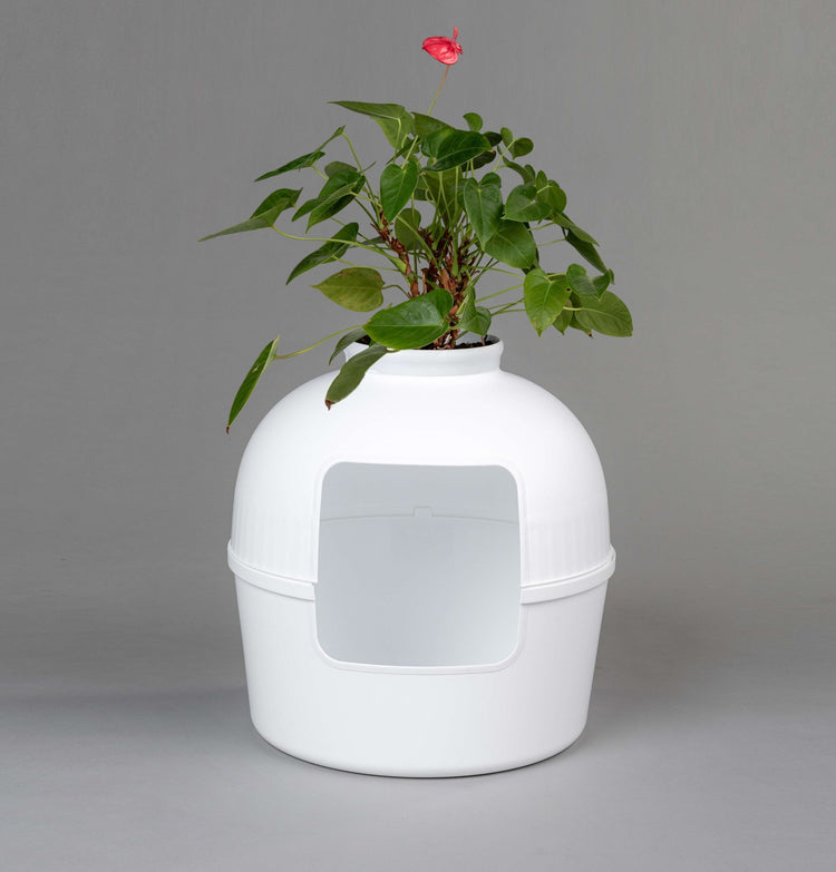 Litter Box Flower XXL, Hidden Cat Toilet (White)